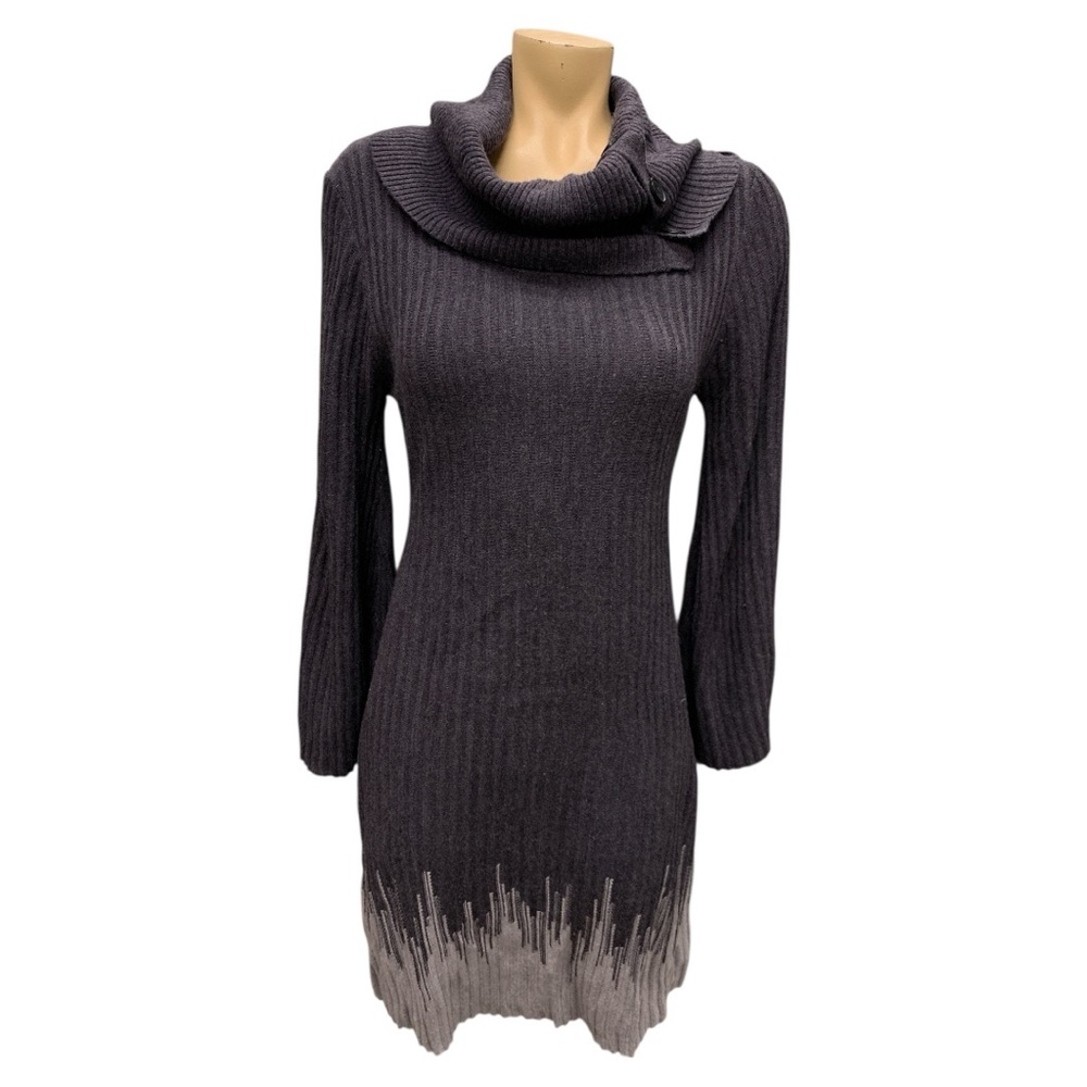 Connected Apparel Charcoal Cowl Neck Sweater Dress Size M